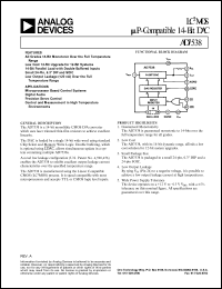 AD7538BQ datasheet: -0.3 to +17V; 1000mW; LC2MOS uP-compatible 14-bit DAC. For microprocessor based control systems, digital audio AD7538BQ