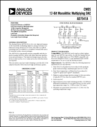 AD7541AKN datasheet: +17V; 450mW; CMOS 12-bit monolithic multiplying DAC AD7541AKN