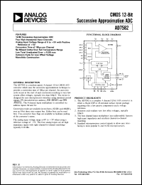 AD7582KP datasheet: -0.3 to +17.0V; 875mW; CMOS 12-bit successive approximation ADC AD7582KP