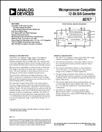 AD767JN datasheet: 0 to 18V; 1000mW; microprocessor-compatible 12-bit D/A converter AD767JN