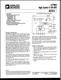 AD7672KP03 datasheet: -0.3 to +7V; 1000mW; LC2MOS high-speed 12-bit ADC AD7672KP03
