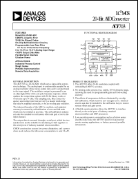 AD7703AN datasheet: -0.3 to +6V; 450mW; LC2MOS 20-bit A/D converter. For industrial process control, weigh scales, portable instrumentation, remote data acquisition AD7703AN