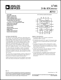 AD7703BN datasheet: -0.3 to +6V; 450mW; LC2MOS 20-bit A/D converter. For industrial process control, weigh scales, portable instrumentation, remote data acquisition AD7703BN