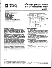 AD7820KN datasheet: 0 to +7V; 450mW; LC2MOS high speed uP-compatible 8-bit ADC with track/hold function AD7820KN