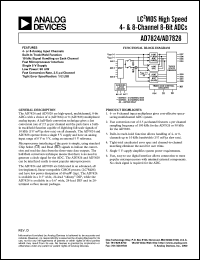 AD7824CQ datasheet: 0-7V; 450mW; LC2MOS high speed, uP-compatible 8-bit ADC AD7824CQ