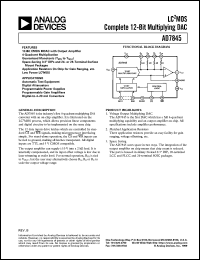 AD7845JN datasheet: 0.3-17V; 650mW; LC2MOS complete 12-bit multiplying DAC. For automatic test equipment, digital attenuators, programmable power supplies AD7845JN