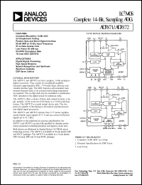 AD7871JP datasheet: 0.3-7V; 1000mW; LC2MOS complete 14-bit, sampling ADC. For digital signal processing, speech recognition and synthesis, stectrum analysis, high speed modems, DSP servo control AD7871JP