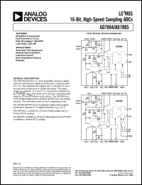 AD7884BQ datasheet: 0.3-7V; 1000mW; LC2MOS 16-bit, high speed sampling ADC. For automatic test equipment, medical instrumentation, industrial control, data acquisition systems, robotics AD7884BQ