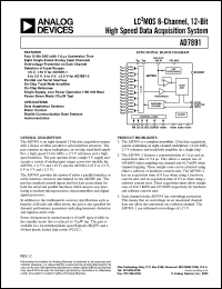 AD7891AS-2 datasheet: 0.3-7V; 450mW; LC2MOS 8-channel, 12-bit high speed, data acquisition system. For data acquisition systems, motor control, mobile communication base stations, instrumenatation AD7891AS-2