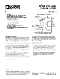 AD7892AN-1 datasheet: 0.3-7V; 450mW; LC2MOS single supply 12-bit high speed 600kSPS ADC AD7892AN-1