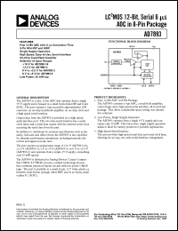 AD7893AN-5 datasheet: 0.3-7V; 450mW; LC2MOS 12-bit, serial 6 mS ADC AD7893AN-5