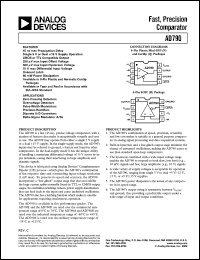 AD790JR datasheet: 18V; 500mW; fast, precision comparator. For zero-crossing detectors, overvoltage detectors, pulse-width modulators AD790JR