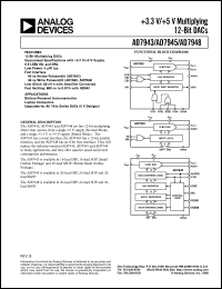 AD7943BN datasheet: 0.3-6V; 450mW; multiplying 12-bit DAC. For battery-powered instrumentation, laptop computers, upgrades for all 754x serial DACs (5V Designs) AD7943BN