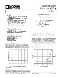 AD797BR datasheet: 18V; ultralow distortion, ultralow noise Op Amp. For professional audio preamplifiers, IR,CCD and sonar imaging systems, spectrum analyzres AD797BR