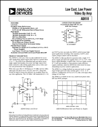 AD818AN datasheet: 18V; low cost, low power video Op Amp AD818AN
