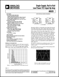 AD820BR datasheet: 18V; 1.6mW; single supply, rail to rail low power FET-input Op Amp AD820BR