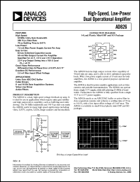 AD826AN datasheet: 18V; high-speed, low-powered dual operational amplifier. For unity gain ADC/DAC buffer, cable drivers AD826AN