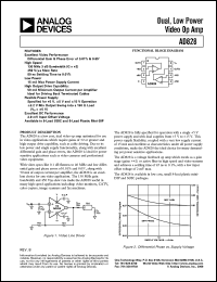 AD828AN datasheet: 18V; dual, low power video Op Amp AD828AN