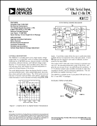 AD8522AN datasheet: 0.3-7V; 1.1W; serial input, dual 12-bit DAC. For digitally controlled calibration, servo controls, process control equipment AD8522AN