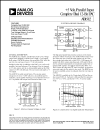 AD8582AN datasheet: 0.3-7V; 50mA; serial input, dual 12-bit DAC. For digitally controlled calibration, servo controls, process control equipment AD8582AN