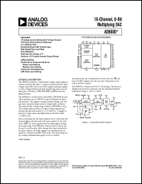 AD8600CHIPS datasheet: 0.3-7V; 8-bit, 16-channel multiplying DAC. For phased array ultrasound & sonar, power level setting, receiver gain setting AD8600CHIPS