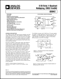 AD8842AN datasheet: 0.3-7V; 8-bit octal, 4-quadrant multiplying, CMOS trimDAC. For automatic adjustment, trimmer replacement AD8842AN