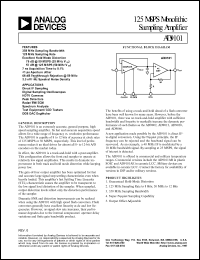 AD9101SE datasheet: 0.5-6V; 70mA; 125 MSPS monolithic sampling amplifier. For direct IF sampling, digital sampling oscilloscopes AD9101SE