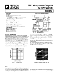 ADC912AFS datasheet: 0.3-7V; CMOS microprocessor-compatible 12-bit A/D converter. For data acquisition systems, DSP systems front end, process control systems, portable instrumentation ADC912AFS