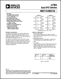 ADG211AKP datasheet: 44V; 470mW; LC2MOS quad SPST switch ADG211AKP