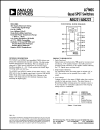 ADG222KN datasheet: 44V; 30mA; 470mW; LC2MOS quad SPST switch ADG222KN