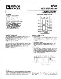 ADG221BQ datasheet: 44V; 30mA; 470mW; LC2MOS quad SPST switch ADG221BQ