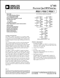 ADG412TQ datasheet: 44V; 30-100mA; LC2MOS precision quad SPST switch. For audio and video routing, automatic test equipment ADG412TQ
