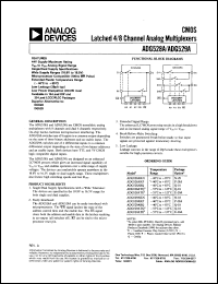 ADG529AKP datasheet: 44V; 20-40mA; 470mW; CMOS latched 4-/8-channel analog multiplexer ADG529AKP