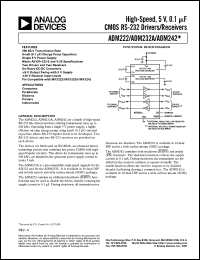 ADM222AN datasheet: Nominal:5V; high-speed; 400mW; CMOS RS-232 driver/receiver. For computers, peripherals, modems, printers, instruments ADM222AN