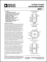 5962-8863001VA datasheet: 4.5-18V; 3.0/3.4mA; low noise, precision instrumentation amplifier 5962-8863001VA