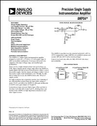AMP04FS-REEL datasheet: +-18V; precision, single supple instrumentation amplifier. For strain gages, thermocouples, RSDs, battery-powered equipment, medical instrumentation AMP04FS-REEL