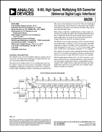 DAC08HP datasheet: Supply voltage: +-36V;   4.25mA; 8-bit, high speed, multiplying D/A converter DAC08HP