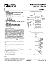 DAC8143FS datasheet: +17V; 12-bit serial daisy-chain CMOS D/A converter. For multiple-channel data acquisition systems, process control and industrial automation, test equipment DAC8143FS