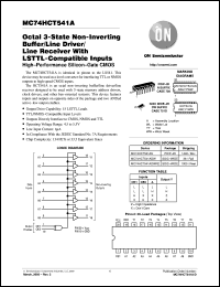 MC74HCT541ADTR2 datasheet: Octal 3-State  Non-Inverting Buffer/Line Driver/Line Receiver WIth LSTTL-Compatible Inputs MC74HCT541ADTR2