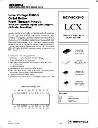 MC74LCX540DT datasheet: Low-Voltage CMOS Octal Buffer Flow Through Pinout with 5V-Tolerant Inputs and Outputs (3-State, Inverting) MC74LCX540DT