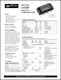 IAM4810C2S datasheet: InputV:48V; outputV:75V; 10A; input power conditioning module. For todays sophisticated electrical systems IAM4810C2S