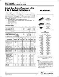 MC10H330FNR2 datasheet: Quad Bus Driver/Receiver with 2-to-1 Output Multiplexers MC10H330FNR2