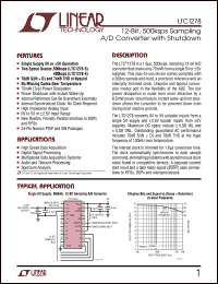 LTC1278-4CSW datasheet: 12-bit, 500ksps sampling A/D converter with shutdown LTC1278-4CSW