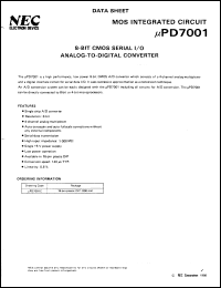 uPD7001C datasheet: 8-bit CMOS serial I/O analog-to-digital converter uPD7001C