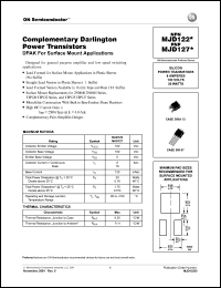 MJD122T4 datasheet: NPN transistor, for general purpose amplifier and low speed switching applications, 100V, 8A MJD122T4