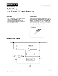 KA78R12 datasheet: Low dropout voltage regulator, 1A, 12V KA78R12