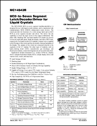 MC14543BDR2 datasheet: BCD-to-Seven Segment Latch/Decoder/Driver for Liquid Crystals MC14543BDR2