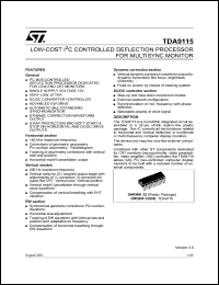 TDA9115 datasheet: Low-cost I2C controlled deflection processor for multisync monitor TDA9115