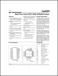 BQ4285S datasheet: Real-time clock (RTC) with NVRAM control BQ4285S