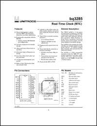 BQ3285P datasheet: Real-time clock (RTC) with 114 bytes of general storage BQ3285P